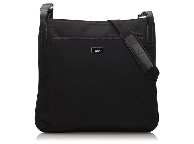 Gucci Black Nylon Crossbody Bag Leather Cloth  ref.152066