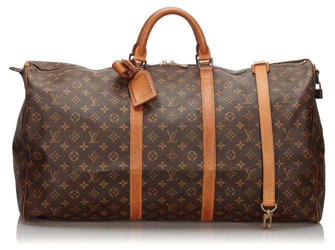Louis Vuitton Brown Monogram Keepall Bandouliere 60 Leather Cloth  ref.152069