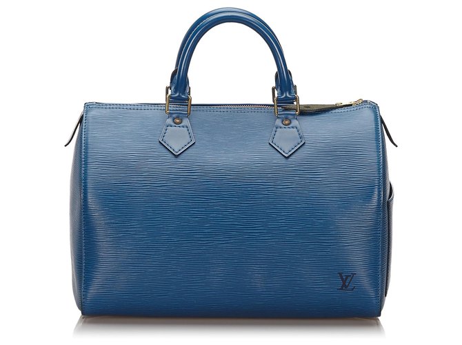 Louis Vuitton Blue Epi Speedy 30 Azul Couro  ref.152080