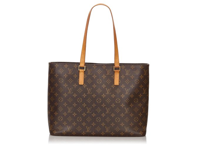Louis Vuitton Brown Monogram Luco Tote Leather Cloth  ref.152084