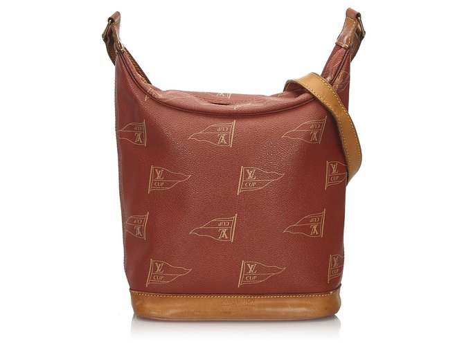 Louis Vuitton Red 1995 Americas Cup Touquet Bag Brown Light brown Leather Plastic  ref.152088