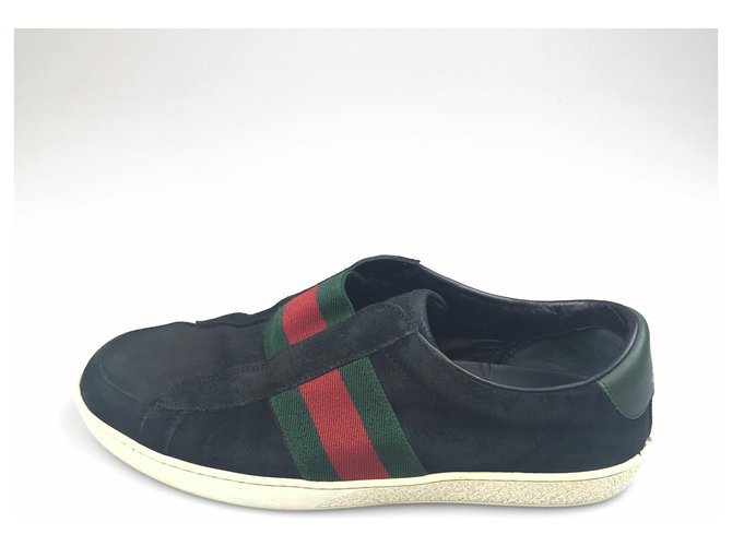 gucci suede sneaker with web