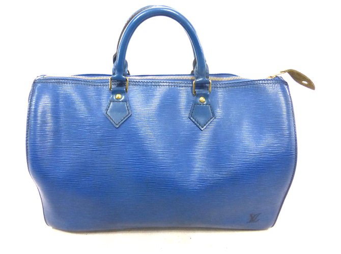 Louis Vuitton Speedy 35 Pelle Epi blu  ref.152169