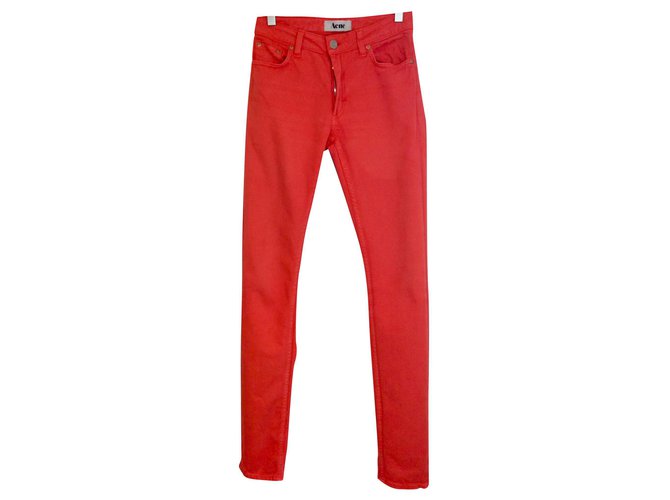 Acne Bright orange skinny jeans Cotton Elastane  ref.152209