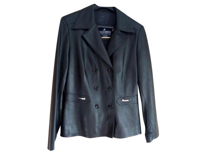 Autre Marque Women's black leather crossover jacket Lambskin  ref.152211