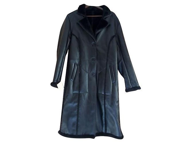 Autre Marque Abrigo negro de mujer en piel