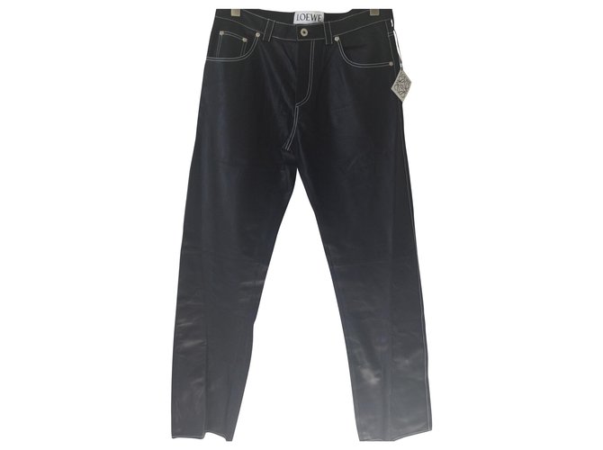 Loewe Pantalons, leggings Cuir Noir  ref.152220