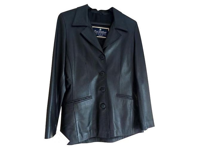 Autre Marque Schwarze Lederjacke 4 Tasten
