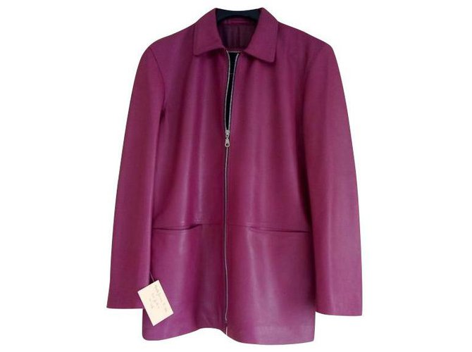 Autre Marque Long purple leather jacket for women  ref.152258