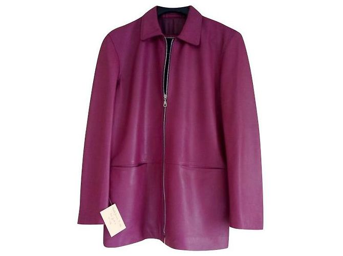 Autre Marque Giacca lunga in pelle viola da donna