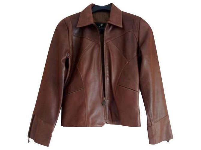 Autre Marque Magalisse Leather Jacket Brown Lambskin  ref.152260