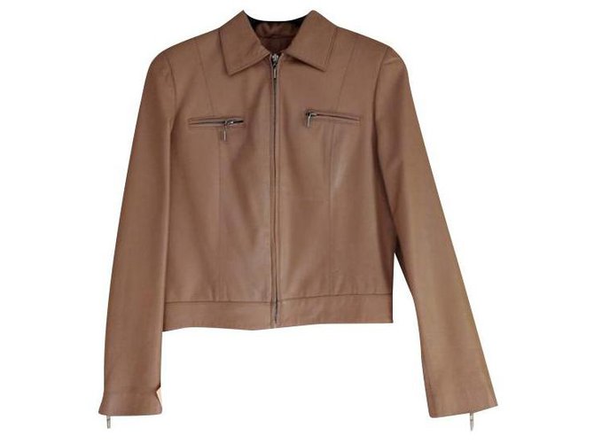 Autre Marque Camel leather jacket Brown Beige Lambskin  ref.152264