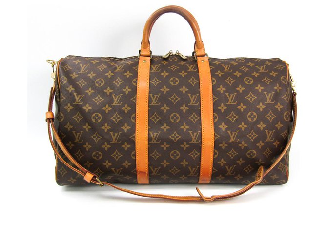 Louis Vuitton Brown Monogram Keepall Bandouliere 50 Leather Cloth  ref.152326