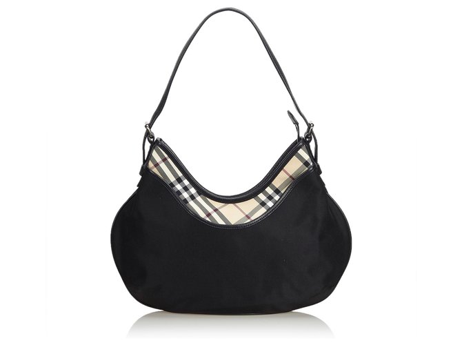 Burberry Black Nylon Hobo Bag Multiple colors Leather Cloth  ref.152343