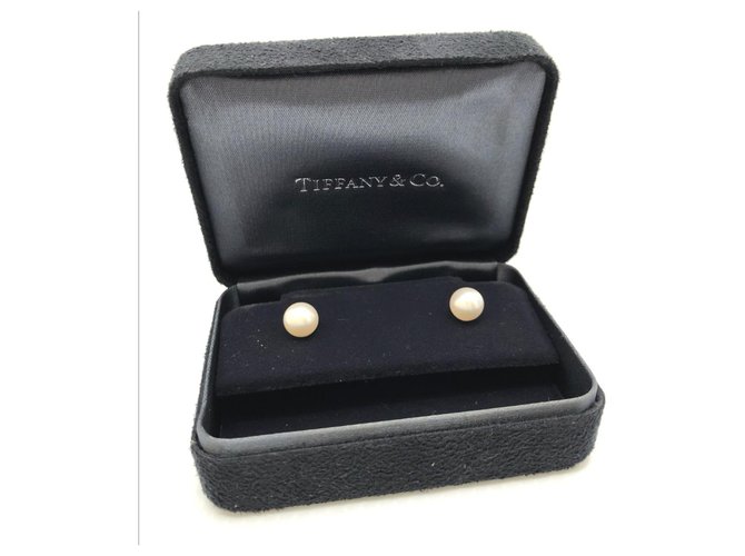 TIFFANY & CO 18Boucles d'oreilles K en or blanc avec perles  ref.152376
