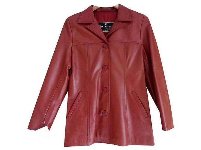 Autre Marque Rote Lederjacke 4 Tasten
