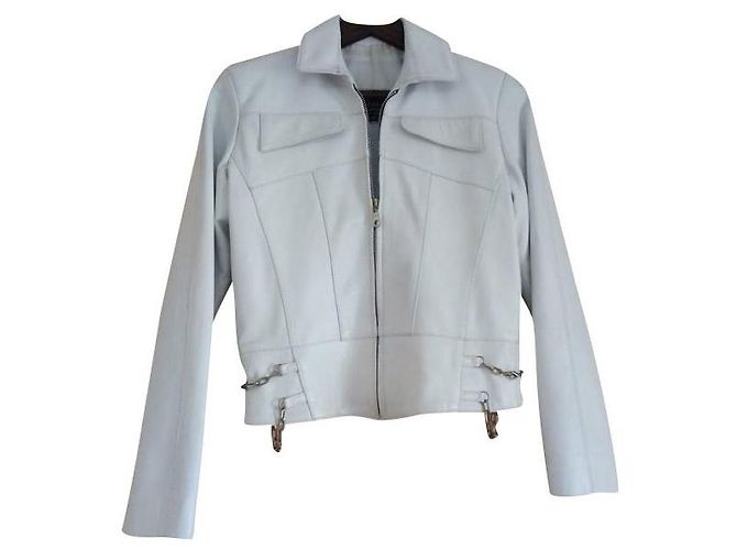 Autre Marque FOX LEATHER White Lambskin Leather Jacket