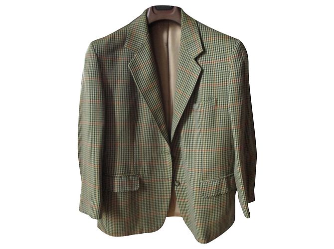 BURBERRY, small check jacket, 44. Beige