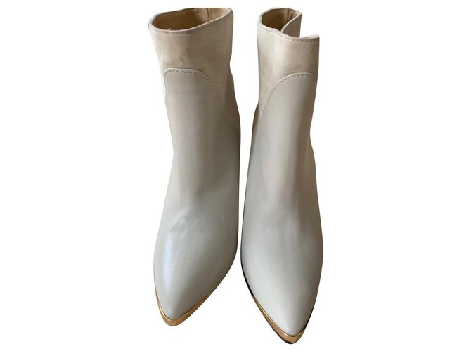Gestuz Ankle Boots Cream Leather  ref.152445