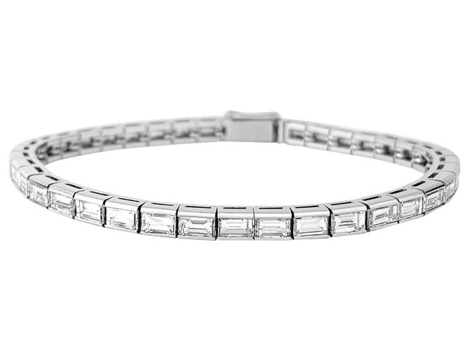 inconnue Bracelet ligne diamants en platine.  ref.152479