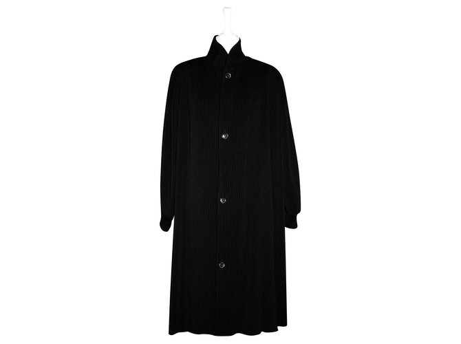 Yohji Yamamoto Manteau vintage emblématique Laine Noir  ref.152482