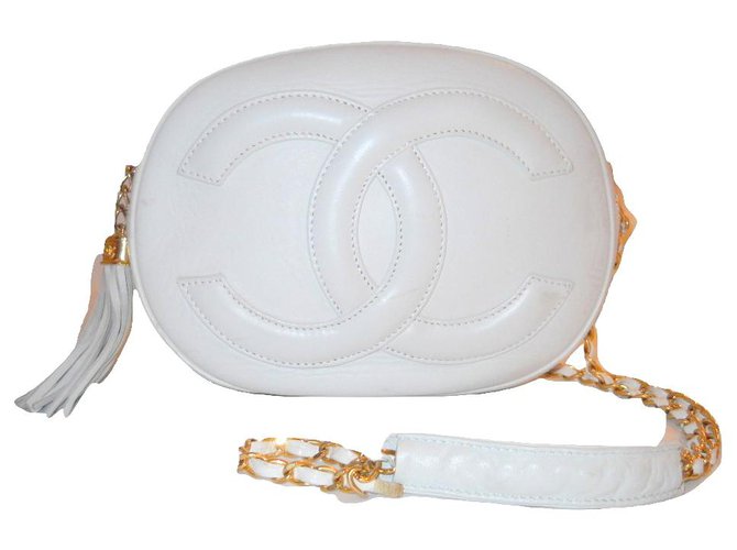chanel white leather purse vintage