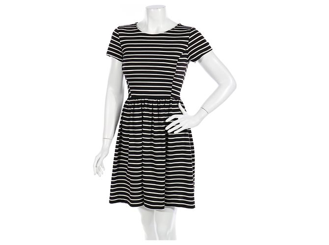 Autre Marque Peter Som Design Nation Kleid Schwarz Weiß Gestreift Blau