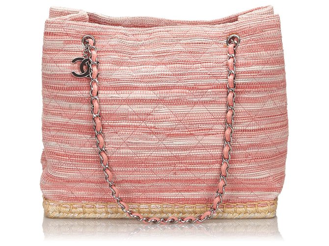 Sac porté épaule en toile rose Matelasse Chanel Tissu  ref.152537