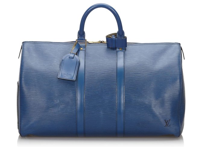Louis Vuitton Blue Epi Keepall 45 Blau Leder  ref.152548