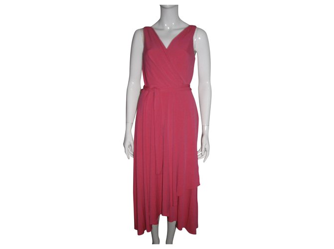 Dkny Asymmetric dress Pink Polyester Elastane  ref.152690