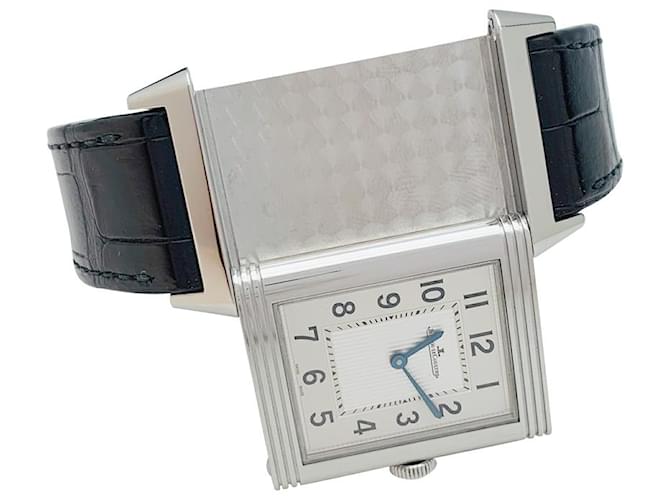 Jaeger Lecoultre Uhr "Reverso Ultra Thin Grande" Stahl auf Leder.  ref.152723