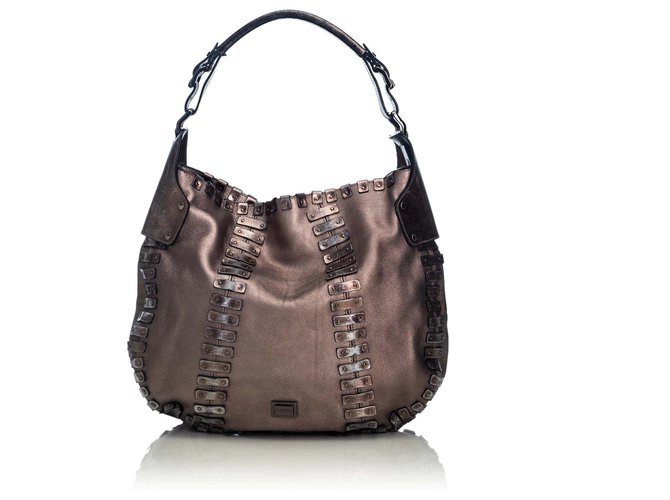 Burberry Brown Embellished Leather Hobo Bag Metal  ref.152796