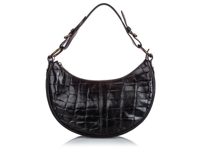 Mulberry Black Embossed Leather Shoulder Bag  ref.152805
