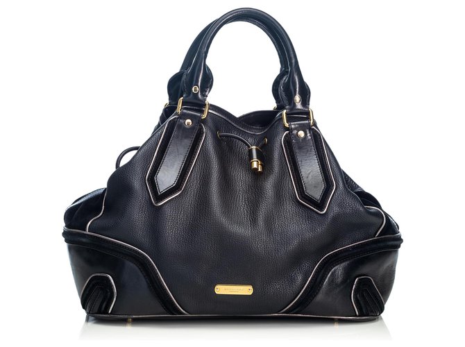 Burberry Black Leather Drawstring Satchel  ref.152814