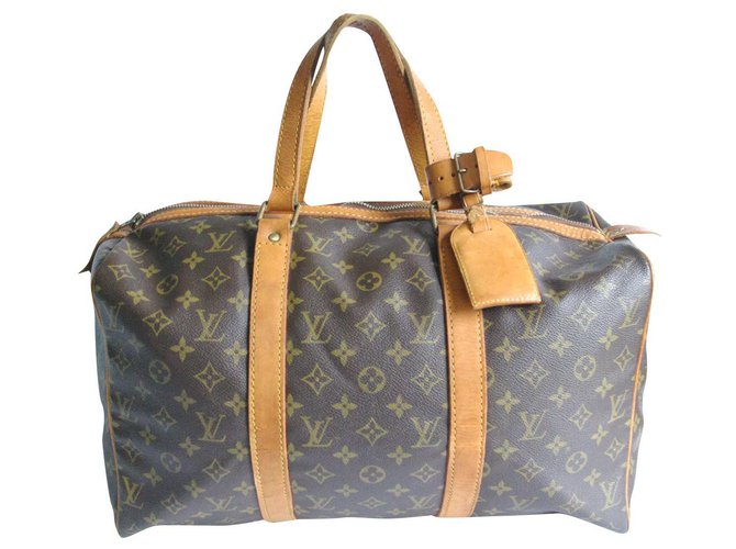 Louis Vuitton keepall 45 soft bag Brown Leather Cloth  ref.152888
