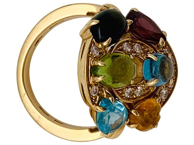 Bulgari "Astral" ring in yellow gold, diamonds and colored stones.  ref.152897