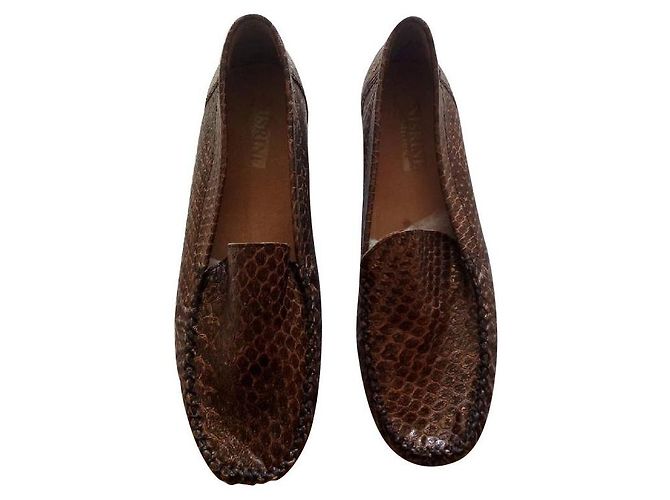 Autre Marque mocasines para mujer cocodrilo dorado