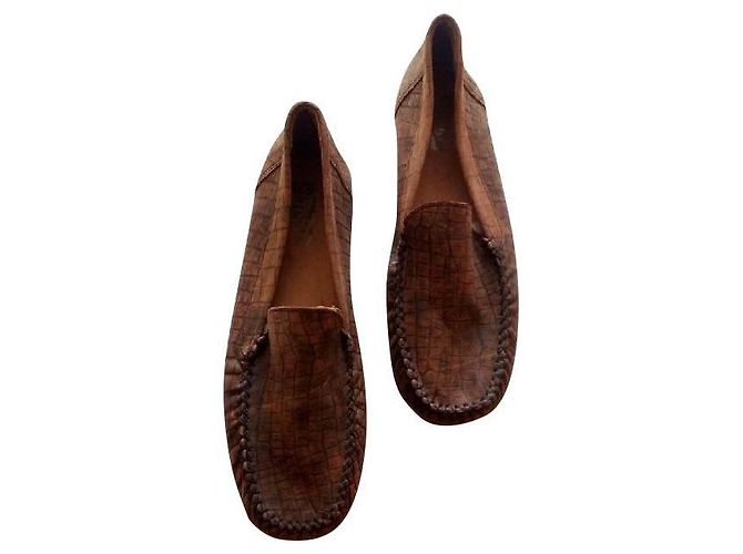 Autre Marque mocasines de cocodrilo natural para mujer Castaño