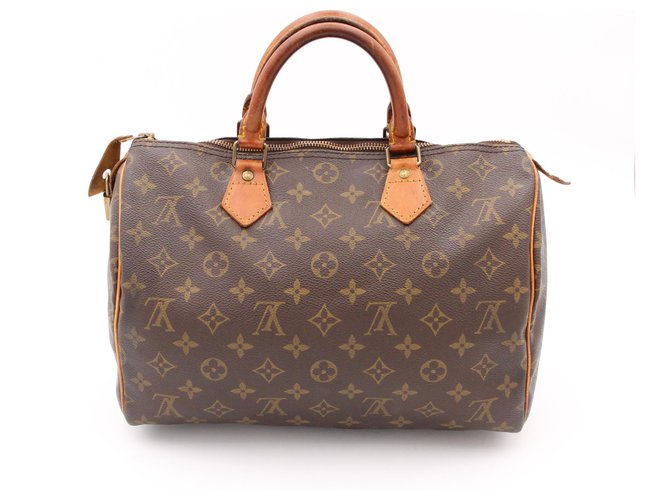 Louis Vuitton Speedy 35 Hand Bag Vintage 80s 90s Brown Leather LV