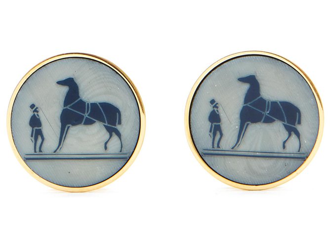 Hermès CALECHE CLIPS Blue Golden Metal Resin  ref.153161