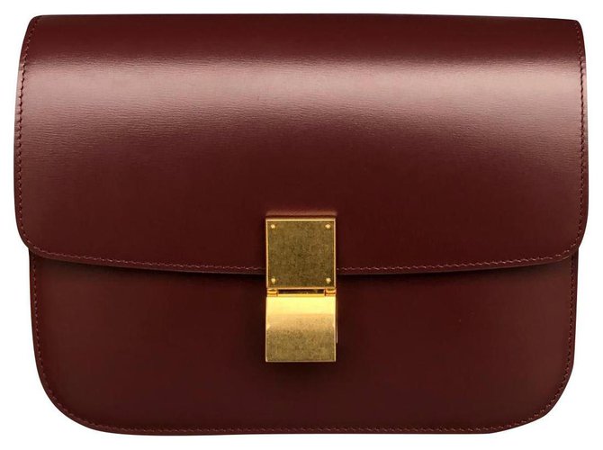 Classic Box Céline bag, Classic model Dark red Leather  ref.153163
