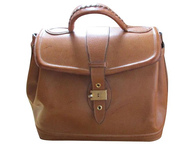 Bolsa de mão Lancel em couro caramelo