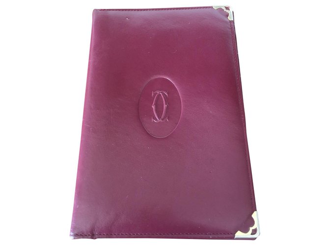 Must de Cartier compact wallet Dark red Leather  ref.153203