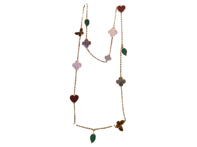 Van Cleef & Arpels Lucky long necklace ALHAMBRA 12 reasons Multiple colors Yellow gold  ref.153219