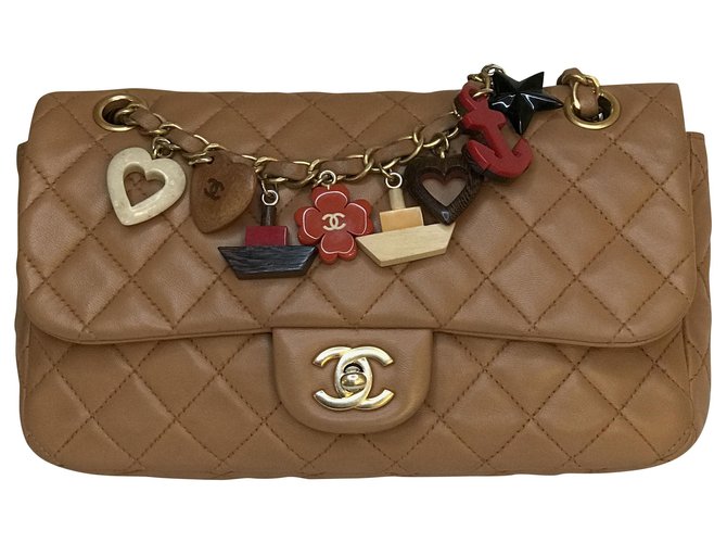 Chanel Timeless Medium Flap w/ charms Brown Light brown Leather  ref.153224