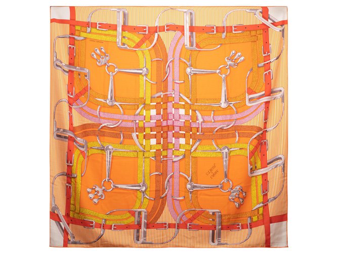 Hermès shawl 140 Cashmere and Silk Toy Grips Collection, new condition! Multiple colors Orange  ref.153261
