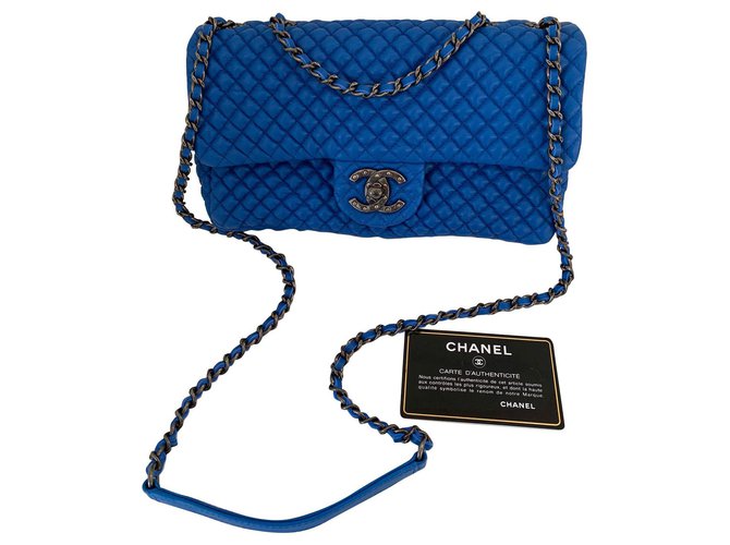 Timeless Chanel clássico Azul Couro  ref.153273