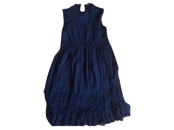 Vestido Berenice com babados e bordados Azul marinho