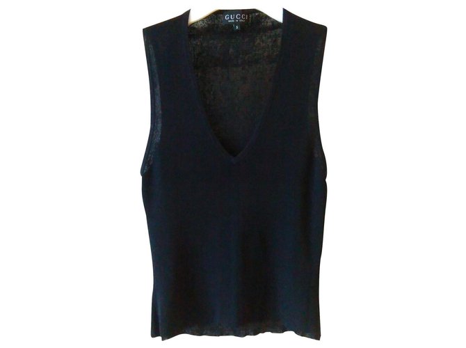 GUCCI Silk knitted Top Black  ref.153414