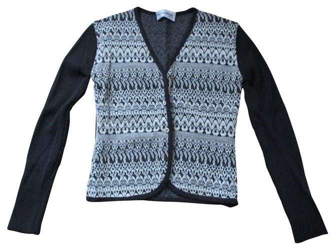 Pierre Cardin Cardin, jacquard vest N / B, taille 36. Black Wool  ref.153418
